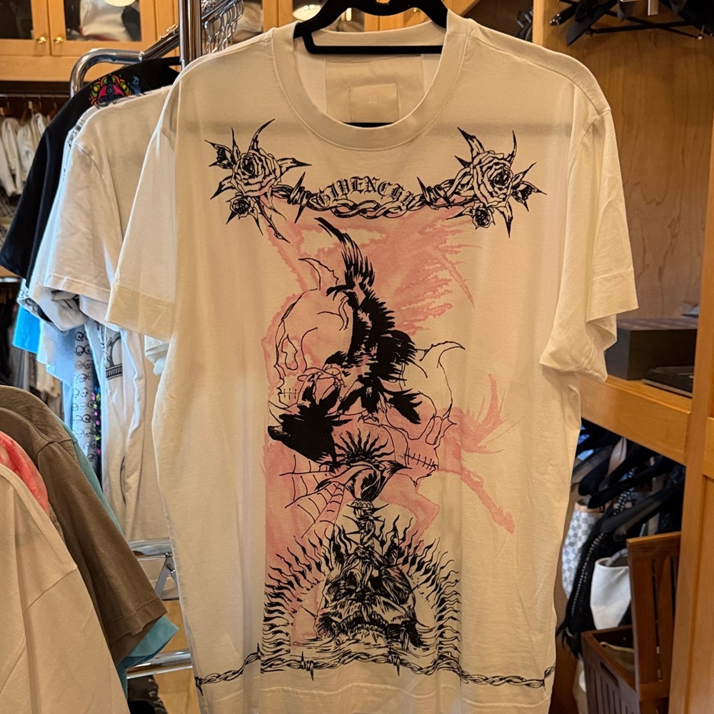 Givenchy White and Pink Graphic Tee